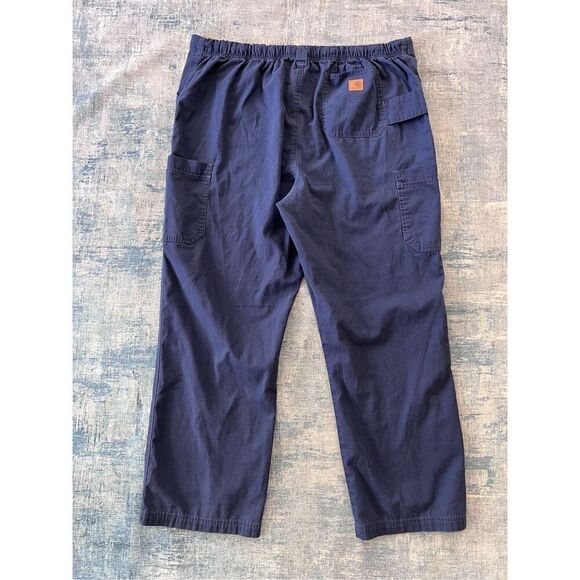 Carhartt Navy Blue Ripstop Boot Cut 8 Pocket Cargo Scrub Pants 2XL - Picture 2 of 7